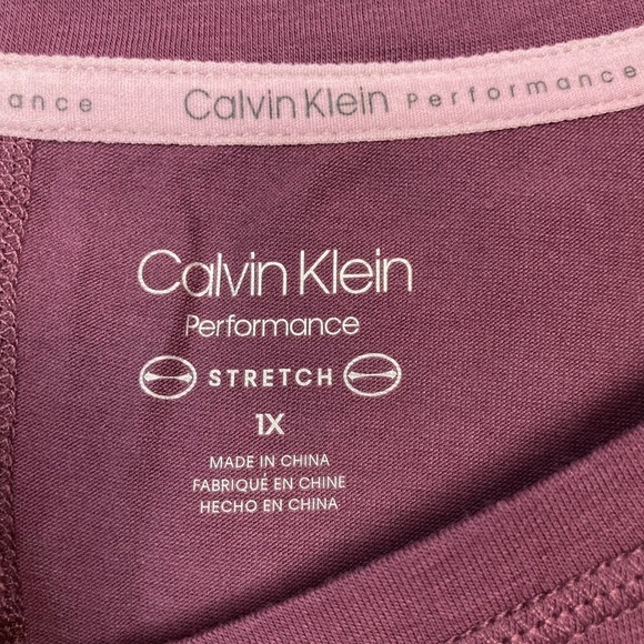 𝅺calvin Klein Performance Cabernet Logo Stretch 3/4 Sleeve Dolman Top Plus 1X - Picture 5 of 12